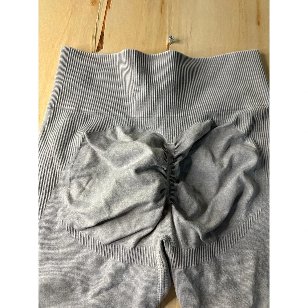 Womens Seamless Scrunch Butt Leggings Light Grey Marl High Waist Activewear